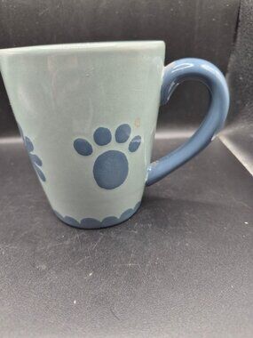Castlemere Paw & Flower Ceramic Mug Blue & Teal  12oz Pet-Themed Design